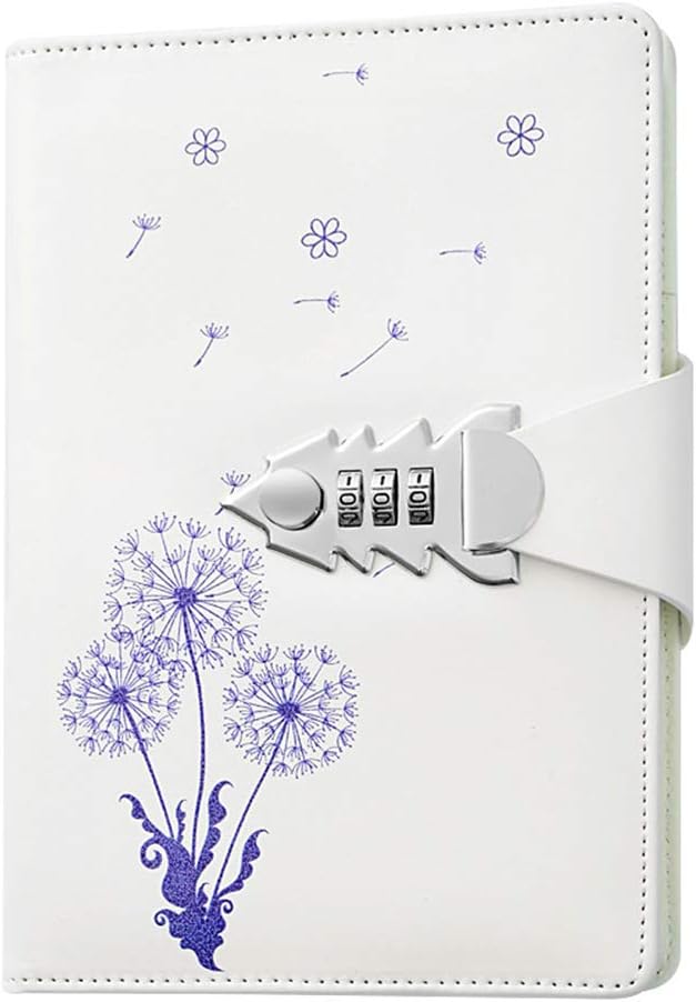 ARRLSDB A5 PU Leather Password Lock Journal, Diary with Combination Lock Digital Password Notebook Locking Journal for Boys Girls (Style 2)