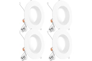 SUNCO LIGHTING Sunco 6 Inch LED Recessed Light, Retrofit Downlight Can Lights for Ceiling, Baffle Trim, 1050 LM, 13W (75W Equivalent), 5000K Daylight, Dimmable, Damp Rated UL 4 Pack