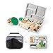 PlanetBox ROVER Eco-Friendly Stainless Steel Bento Lunch Box with 5 Compartments for Adults and Kids - Black Carry Bag with Sports Balls Magnets