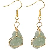 Raw Crystal Earrings for Women 14K Gold Plated Unique Handmade Crystal Drop Earrings Dangle Gemstone Earrings Natural Stone Earrings for Women