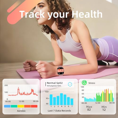 coioc Women's Smart Watch with Phone Function, 1.85 Inch HD Fitness Watch, Over 120 Sports Modes, Heart Rate Monitor and Pedometer, IP68 Waterproof (Pink)