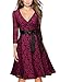 MissMay Women's Vintage Floral Lace Deep V-Neck Bow Cocktail Swing Dress