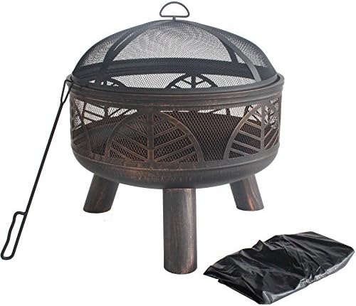 Durable Round Steel Construction Outdoor Fire Pit with PVC Cover