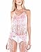 iHeartRaves Sequin Fringe Halter Crop Top (Pink, Large)