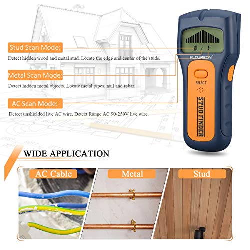 FLY5D 3 In 1 Wire Metal Wood Detectors Stud Finder Sensor Wall Scanner AC Voltage Live Wire Cable Finder Detect Behind Wall LCD Display