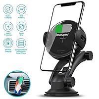 Wireless Car Charger,10W Qi Fast Charging Auto-Clamping Car Mount with Air Vent Clip, Dashboard Mount