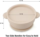 PandaEar 3 Pack Silicone Baby Bowls with Suction Lids Linen Brown Tan view 3