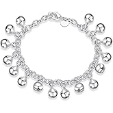 ZDIFDIC 925 Silver Bell Bracelet Anklet Adjustable for Women Musical Instruments Gift Jingle Bells Bead Charm Bracelet Lady Jewelry 8.5"
