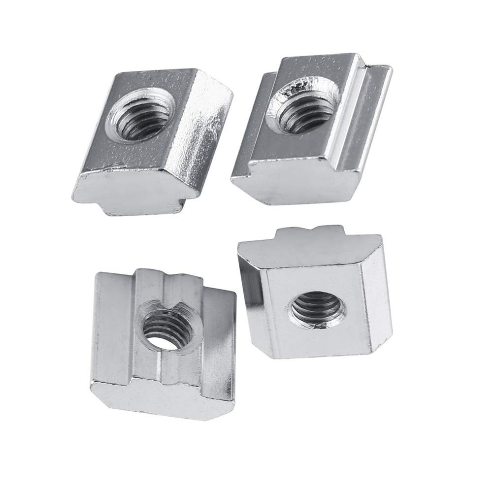 Hilitand 100 Pcs T-Slot Hammer Head Nut, Nickel Coated Carbon Steel Furniture T Nut, Tee Nuts for Aluminum Profile Woodworking (50pcs M5 + 50pcs M4)