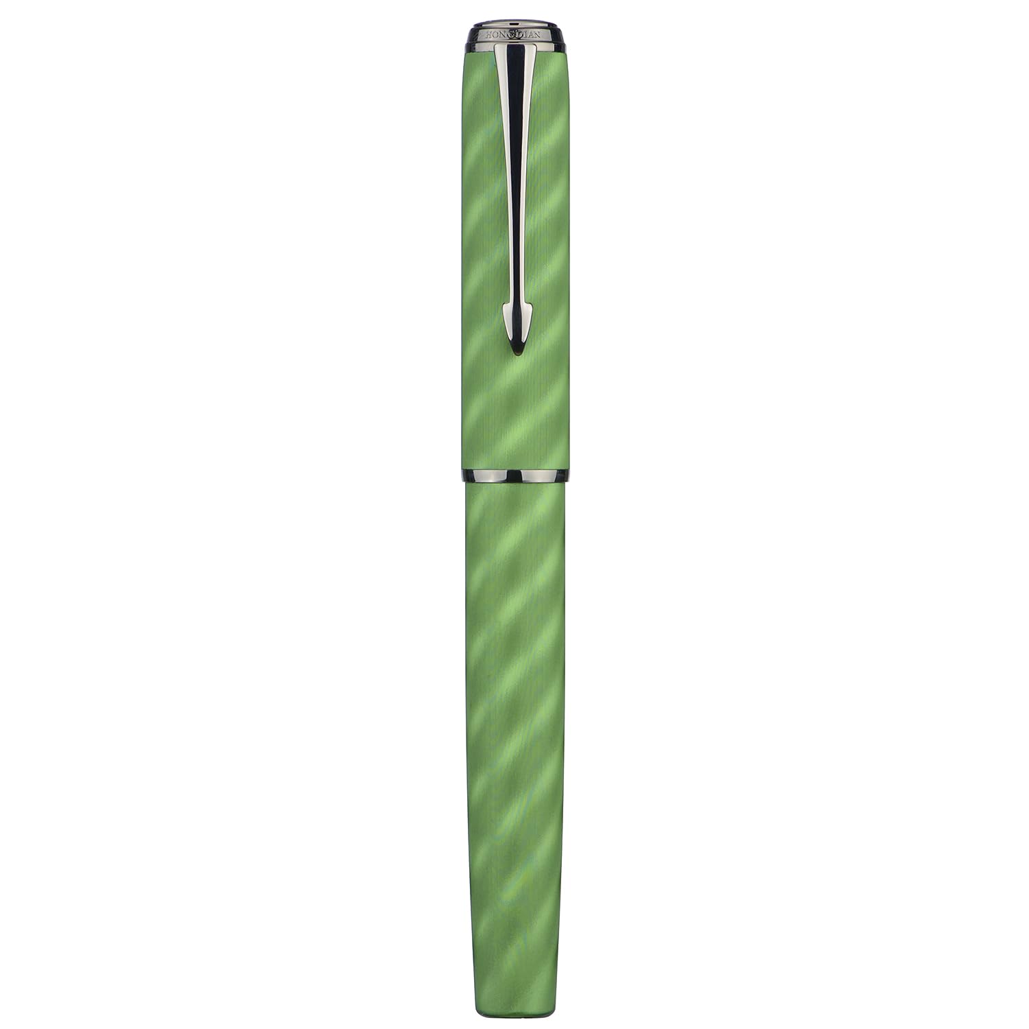 Hongdian A9 Fountain Pen, Large, No. 8, Extra Fine Tip, Ebonite Feed, Green Moiré Pattern, Unique Design with Refillable Converter and Metal Pen Case
