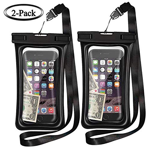 MQOUNY Waterproof Phone Pouch,2 Pack Floating Waterproof Case Waterproof Phone Case IPX8 Available TPU Clear Dry Bag for iPhoneXs/Xs Max/XR/8/8plus/7/6s/6/6s Plus Samsung up to 6.5" (Black-Black)