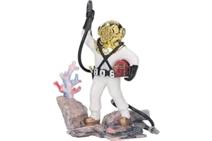 Liahelianx Exquisite Diver Aquarium Air Stone with Hose,Marine Theme Undersea Treasure Chest Aquarium Air Bubbler Decor,Subme