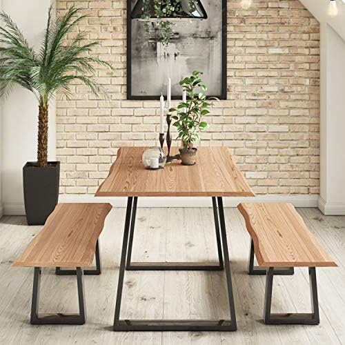 Orson Industrial Live Edge Dining Set with 2 Benches Included