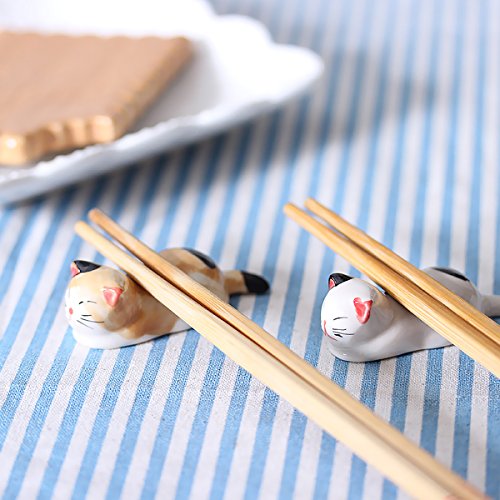 image for AUSPA 6pcs Chopsticks Holder, Cute Cat Chopsticks Rest Dinner Spoon St