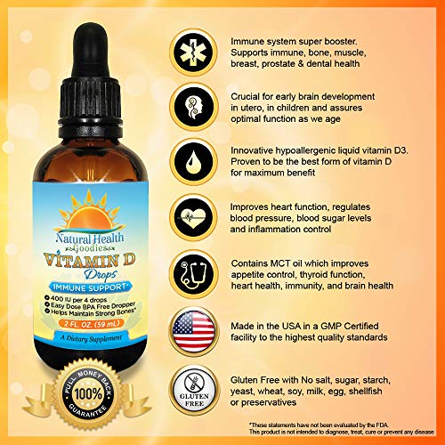 Vitamin D Drops for Baby, Kids and Adults Pure Liquid D3 Easy Dose