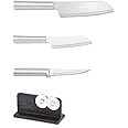 Rada Cutlery 3-Piece Cook's, Cook's Utility, and Super Parer Knives with Quick Edge Sharpener, Silver Handles