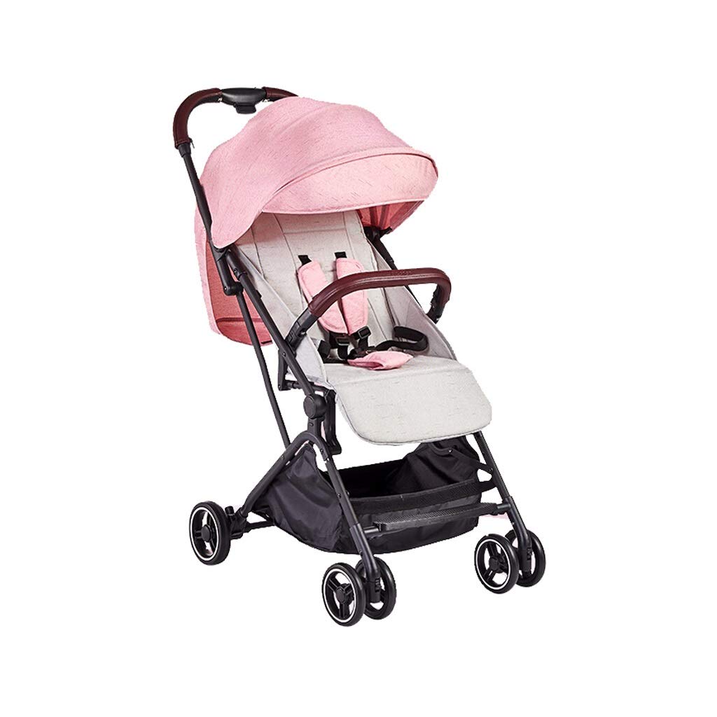 Milu ピンク ピンク B07qs 軽量で高ランドスケープの標準的なベビーカーは 座ったり横になったりすることができ 片手で収納 可能な軽量の折りたたみ式のシンプルな車の標準的なベビーカーに使用できます 色 3輪ベビーカー 人気商品
