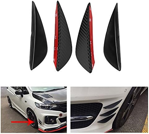 CALAP STORE - 4Pcs Universal Carbon fiber Fit Front Bumper Lip Splitter Fins Body Spoiler Canard Valence Chin Front Air Knife Cover