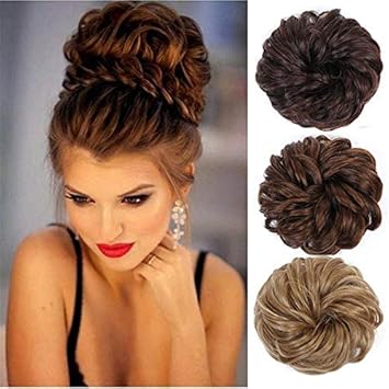 Hair Chignons Ponytail Extensions Scrunchy Scrunchie Bun Updo Hair Ribbon Ponytail Extensions Messy Curly Hair Bun Extensions Hair Piece Synthetic Chignon Hairpiece 2 Pieces Natural Black Amazon De Beauty