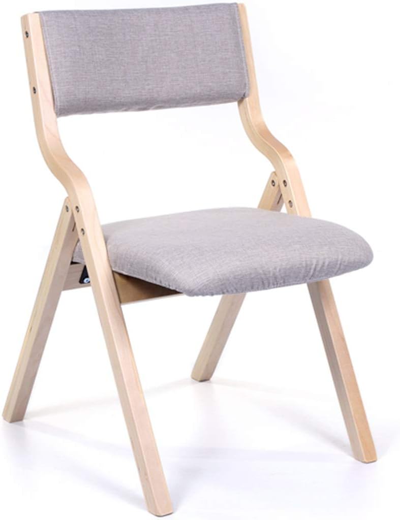 Priority Culture Folding Chair Padded,Household Solid Wood Folding Chair, Simple Nordic Dining Chair with Cotton and Linen Cushion, Office Reception Guest Stool (Color : Gray A, Size : 78.54647.5cm)