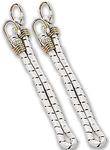 (2 Pack) Heavy-Duty 24" (61 cm) White Bungee Cord | Rubber Tipped Hooks | Black Stripe Design | Great for Camping, Securing Items, Outdoor Adventures