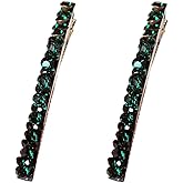 2Pcs Green Shiny Rhinestone Diamond Hair Barrette Clip Hair Pin Hair Clip Bobby Pins Duckbill Alligator Clip Pin Hair Accessories Sparkle for Women Girls, Clips and Barrettes Accessories, Hair Clips