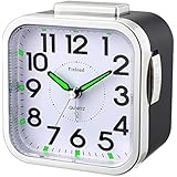 Tinload 4" Loud Bell Alarm Clock Silent No Ticking,Backlight,Battery Operated,Easy Set(Black)