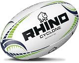 Rhino Cyclone Rugby Ball White Size 5 Hand Stitched Three-Ply Latex Bladder view 2