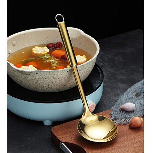 Berglander Cooking Ladle, Stainless Steel Gold Soup Ladle Soup Spoon