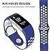 For Fitbit Charge 2 Bands, Adjustable Replacement Sport Strap Bands for Fitbit Charge 2 Smartwatch Fitness Wristband Soft Silicone Navy White Small
