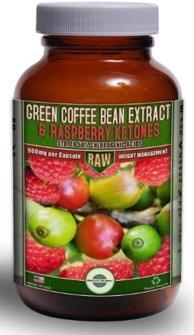 800mg Green Coffee Bean Extract combined with 100mg Raspberry Ketones | Standardized to the MAX 50% Chlorogenic Acids
