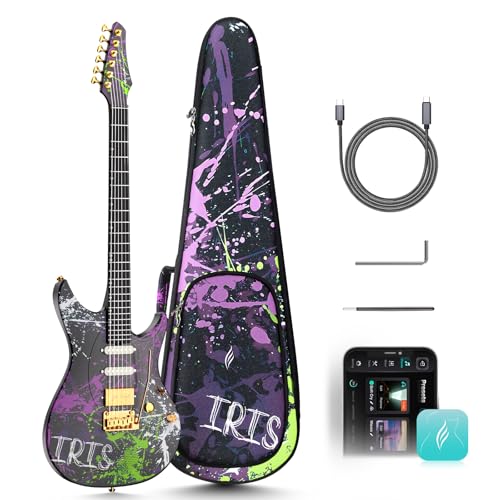 Enya Inspire Carbon Fiber Smart Electric Guitar with 15W Wireless Speaker, 20 Different Sounds, Built-in Presets, Charging Cable, Tuning Key, Guitar Case