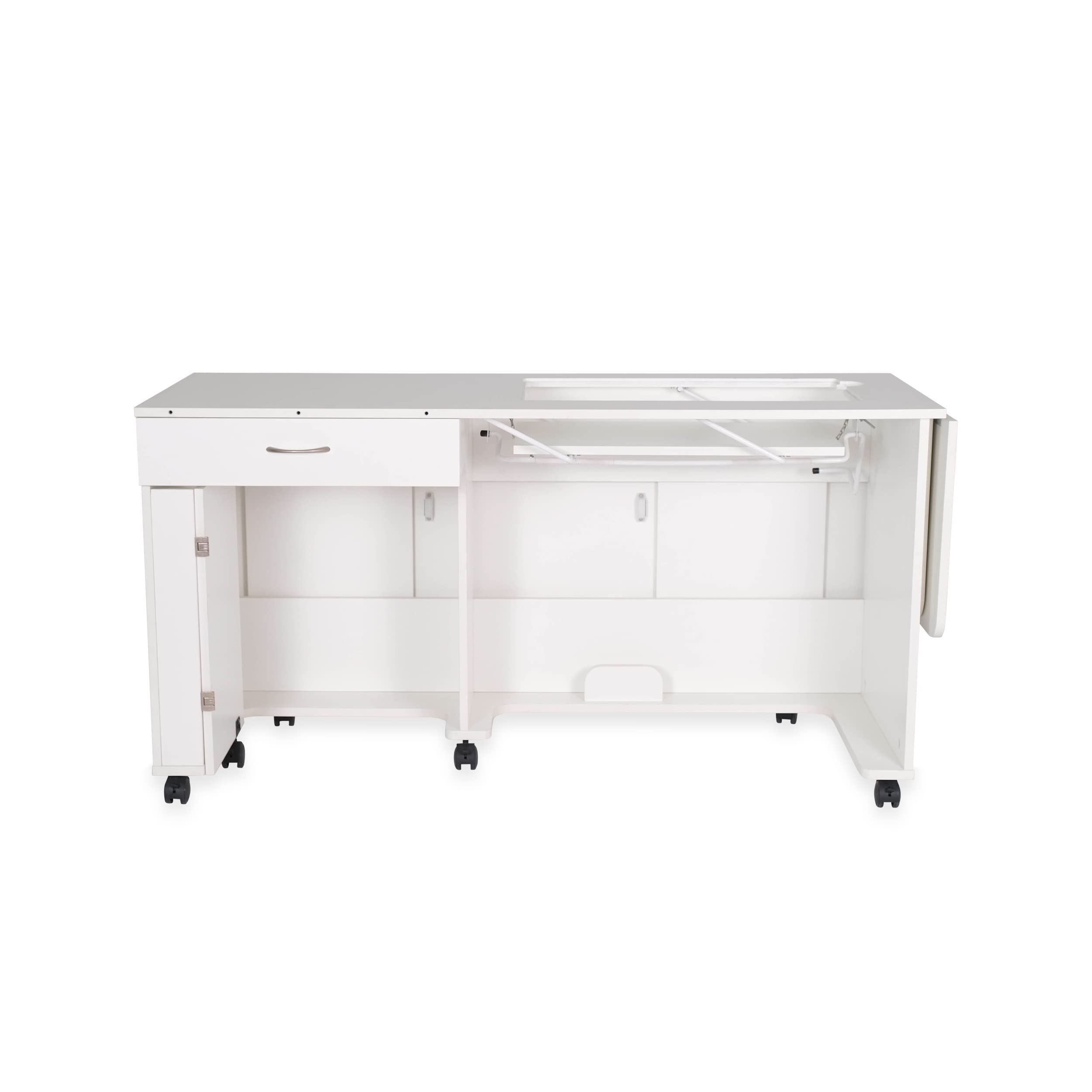Arrow Classic Sewing Furniture “Christa” Sewing Cabinet: Full-Size, Locking Wheels, Manual Machine Lift, Side and Rear Leafs for Expansive Workspace