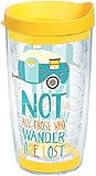 Tervis 1219205 Retro Camper All Who Wander Wrap Tumbler with Yellow Lid, 16 oz
