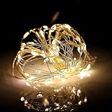 BINZET 5M 50 LEDs 3AA Battery Operated Copper Wire String Light LED Fairy Light LED Starry Light Cool White Festival Accent Light with Remote Control