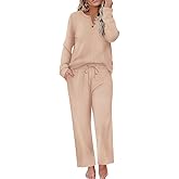 TIYOMI Plus Size 2 Piece Waffle Outfits For Women Top & Wide Leg Pants XL-5XL
