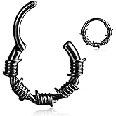 Twolobes Septum rings hoops,1PCS 16G/8mm Ring Multi-Cones Surgical Stainless Steel Nose Ring Hoop Jewelry Clicker Cartilage Earring Hinged Segment Daith Piercing