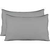 Extra Soft Jersey Knit Pillow Cases, Standard Size with Hidden Zipper, Soft Than Cotton, Pack of 2, Gray
