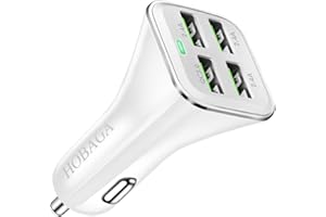 HOBAGA USB Car Charger Adapter, QC 3.0 Fast car Charger, 4-Port Multi 9.6 Amp 48W Rapid Car Charger Compatible with iPhone 13/12/11 Pro Max, Samsung Galaxy S20 Ultra/Note20, LG, Pixel (White).