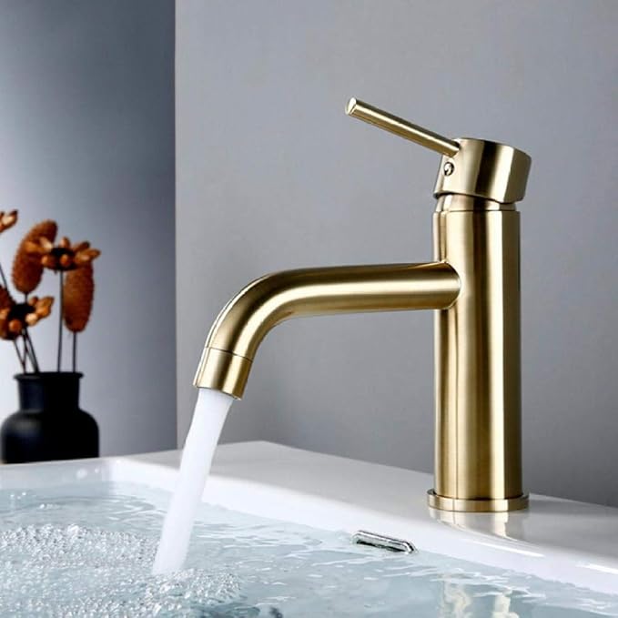 Wasserhahn Waschtischarmaturen Pinsel Gold Bad Wasserhahn Runde Einhand