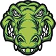 Smiling Devil Green Alligator Vinyl Decal - 12 Inch Tall Cartoon Sticker