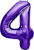 Number 4 - Purple Helium Foil Balloon - 34 inch