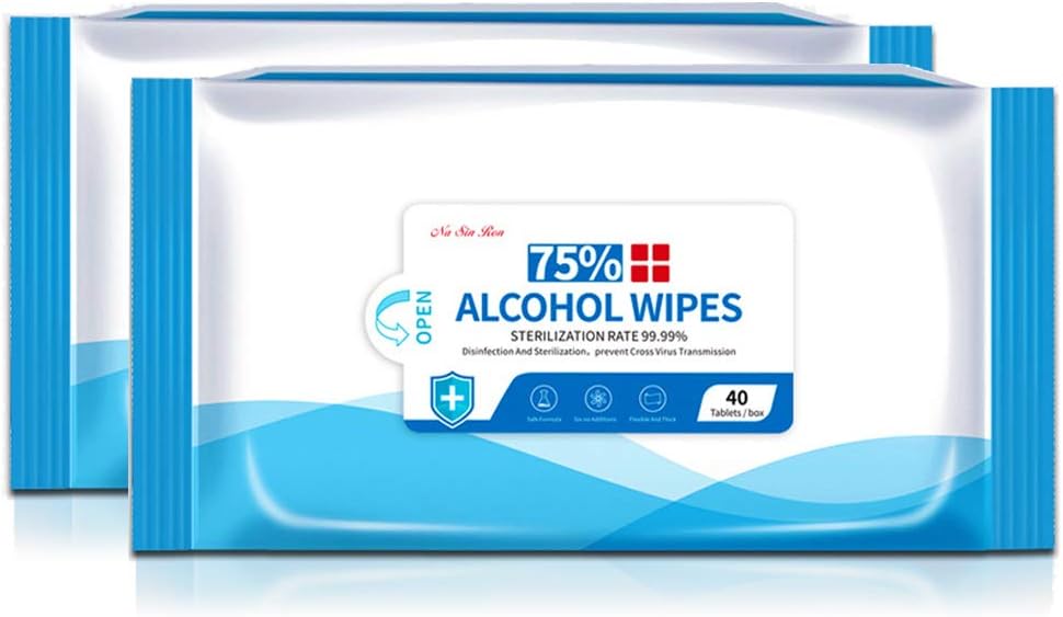 Detergent Wet Wipes, 75%,Wet Wipes，oft Wipes for for All-Purpose Cleaning， Very Suitable for Travel, Family, Party, etc.(Total 80 Wipes, 2 Packs)
