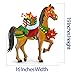Besti Holiday Horse Christmas Decorations (Lawn Ornament) In-Ground Iron Yard Decor | Hand-Painted Craftsmanship | Colorful Presents, Poinsettia Flower, Holly Ivy