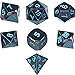 TecUnite 7 Dice Metal Polyhedral Dice Set Role Playing Game Dice Set with Storage Bag (Shiny Black and Blue)