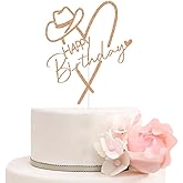 Cowgirl Happy Birthday Cake Topper, Mexican Western Birthday Cake Decor, Fiesta Theme Girls Bday Party Decorations Rose Gold Glitter