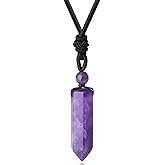 XIANNVXI Crystal Necklace for Men Women Adjustable Rope Hexagonal Point Healing Crystal Natural Stone Pendant Necklaces Gemstone Jewelry