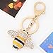 Qinlee Honeybee with Big Smile Keychain Crystal Keyring Rhinestones Purse Pendant Handbag Charm Key Chain Key Chain(Gold）