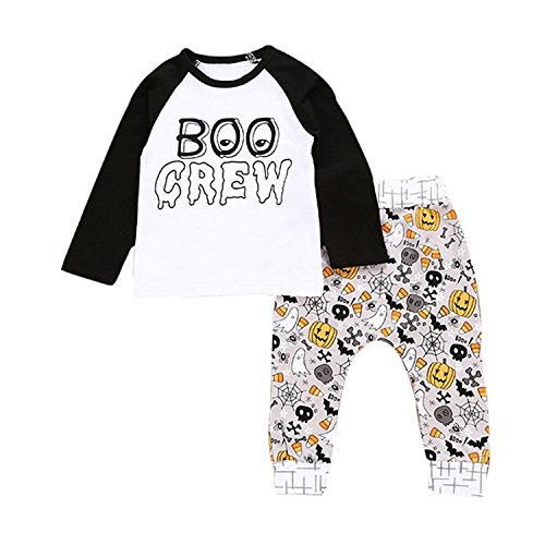 Baby Boy Girl Letter Pumpkin T Shirt + Pants Halloween Outfits Set