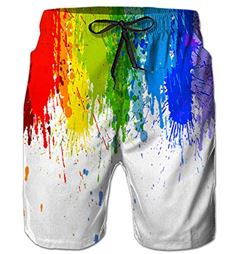 Belovecol Men's Rainbow Gay Couple Board Shorts 3D Print Colorful Graphic Summer Swim Trunks M - Thumbnail 7